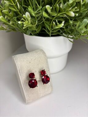 Monet Red Crystal Double-Stud Earrings